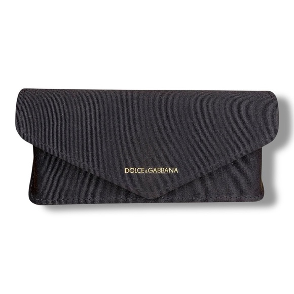 Dolce & Gabbana Black Velour Lined Semi Hard Eyeglass Case Button Closure - Picture 1 of 6